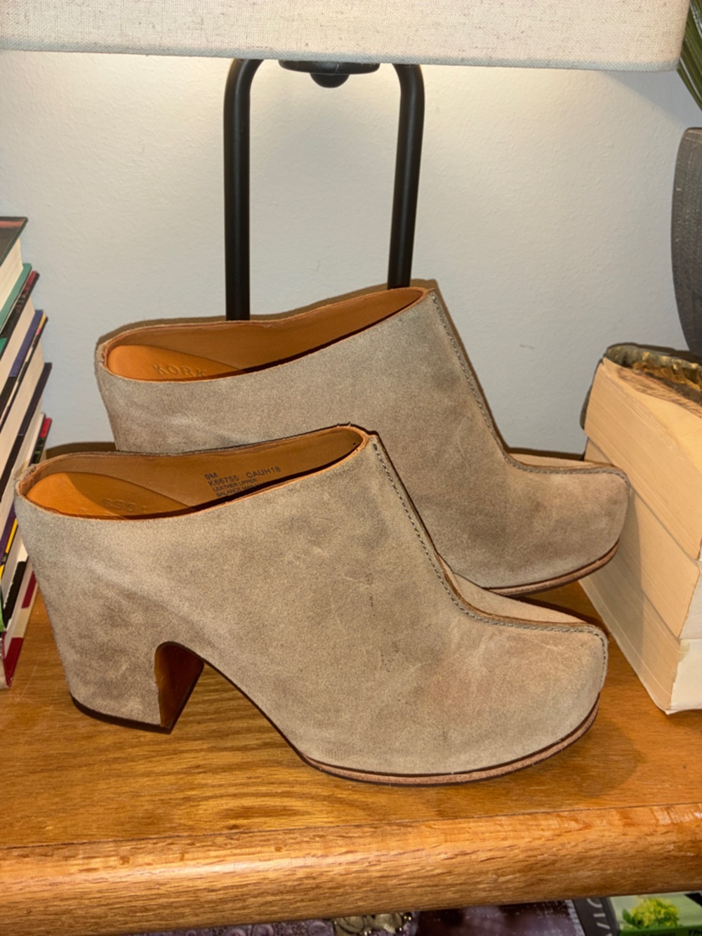 Kork-Ease Taupe Suede Platform Mule Heels